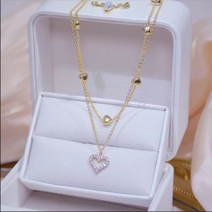 Double layered gold plated necklace